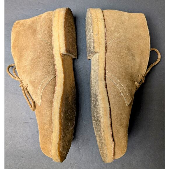 Vtg Easy Times Chukka Boots MENS SIZE 9D Tan Suede Leather Mocs Gum Bottom Soles - Picture 6 of 11